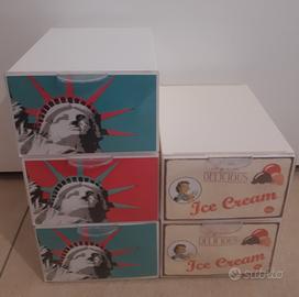 5 cassetti plastica sovrapponibili qbox deco mini