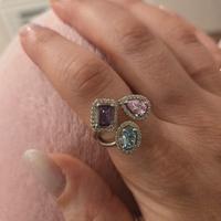 anello argento 925 con ametista topazio mis 15