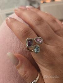 anello argento 925 con ametista topazio mis 15