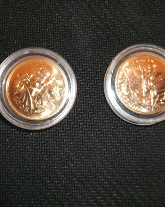 2 sterline d'oro FDC anni 2005 e 2012