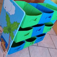 Porta giochi per bambini 9 cassetti di tela