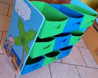 Porta giochi per bambini 9 cassetti di tela