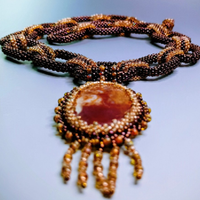 COLLIER ARTIGIANALE IN MICROPERLE DI VETRO E AGATA