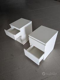 Comodini legno bianchi a 2 cassetti