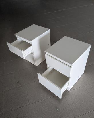 Comodini legno bianchi a 2 cassetti
