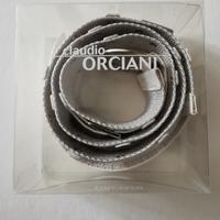Orciani cintura bianca pelle cocco tela e anelle