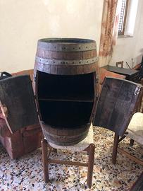 botte in castagno trasformata in mobile bar