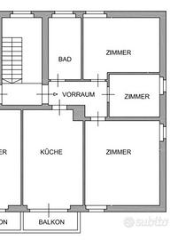 Luminoso trilocale con giardino privato e balcone