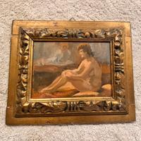 Dipinto ad olio su legno con firma