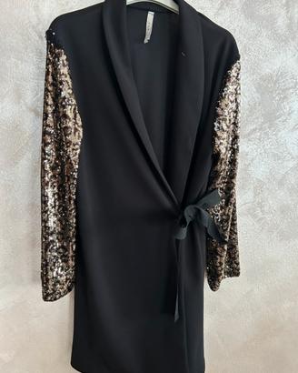 Blazer donna con maniche con paillettes