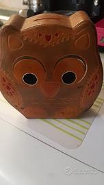 porta monete in pelle modello gufo fatto a mano