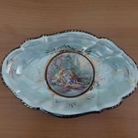 Piatto decorativo ovale ceramica decorata vintage