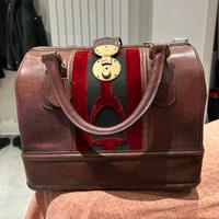 Borsa da medico vintage in pelle chiusura ottone