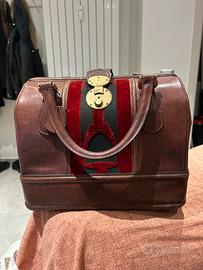 Borsa da medico vintage in pelle chiusura ottone