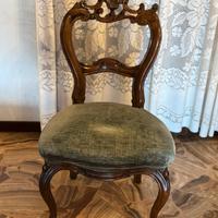 set di 6 sedie in legno e velluto