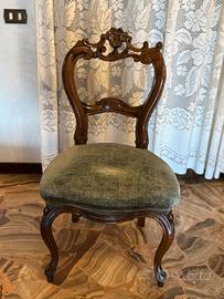 set di 6 sedie in legno e velluto