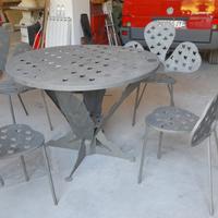 TAVOLO GIARDINO ARTIGIANALE CON 4 SEDIE