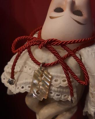 Pendente collana vintage unisex lametta madreperla