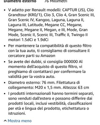 Filtro olio auto renault group originalw