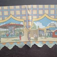 Antico pannello in carta per teatrino marionette 