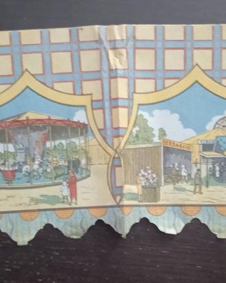 Antico pannello in carta per teatrino marionette 