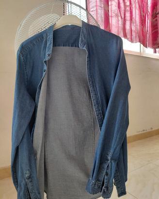 camicia di jeans colletto alla coreana L come nuov