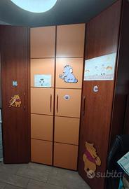 Armadio angolare + 2 cassettiere cameretta bambini