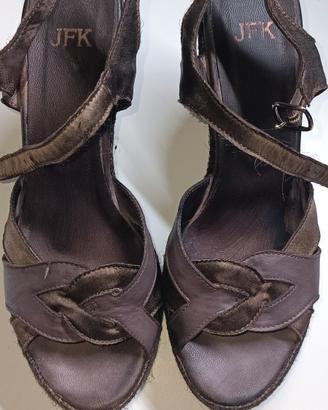 👠 Sandali donna JFK marroni con zeppa