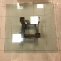 Tavolo quadrato 8 posti cristallo e legno 124 cm