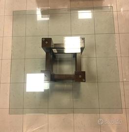 Tavolo quadrato 8 posti cristallo e legno 124 cm