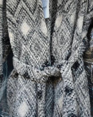 Cardigan cappotto grigio melange