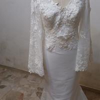 abito da sposa in rasstello di seta con ricami