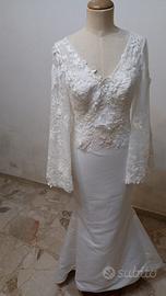 abito da sposa in rasstello di seta con ricami