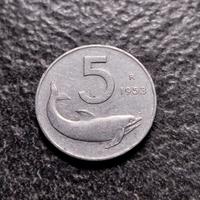 5 Lire 1953 Delfino Italia