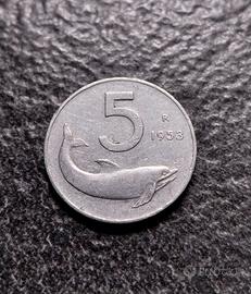 5 Lire 1953 Delfino Italia