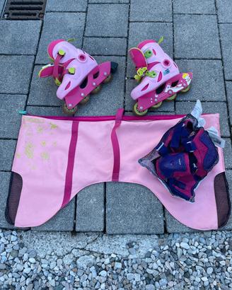 Camper/aereo Barbie, pattini, scarponi scii e bici