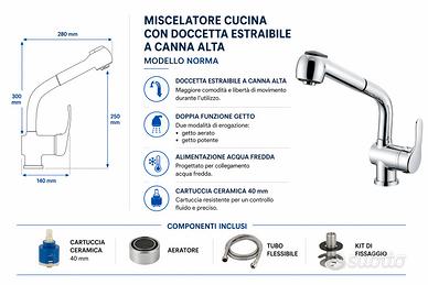 MISCELORE CUCINA CON DOCCETTA ESTRAIBILE A CANNA A