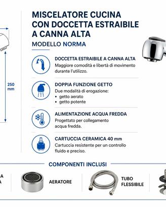 MISCELORE CUCINA CON DOCCETTA ESTRAIBILE A CANNA A