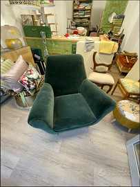 Poltrona vintage anni ’50/’60 in velluto verdone