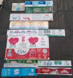 Etichette di acqua acque minerali, italiane ed est