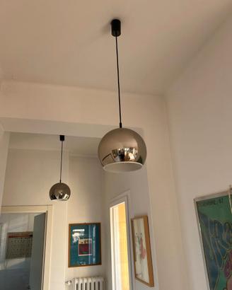 Coppia lampade a sospensione vintage cromate