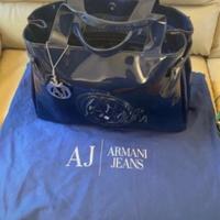 Borsa Armani Jeans blu lucida