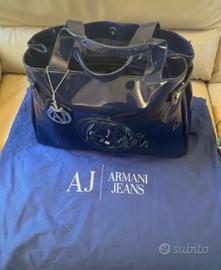 Borsa Armani Jeans blu lucida