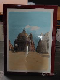 quadro Aldo Riso scorcio Roma Via del corso
