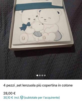 set 4 pezzi x carrozzina navicella lenzuola, coper
