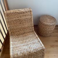 Chais longue e pouf in vimini