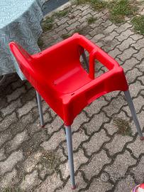 Seggiolone Pappa Bambini Rosso con Gambe inMetallo