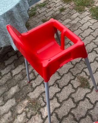 Seggiolone Pappa Bambini Rosso con Gambe inMetallo