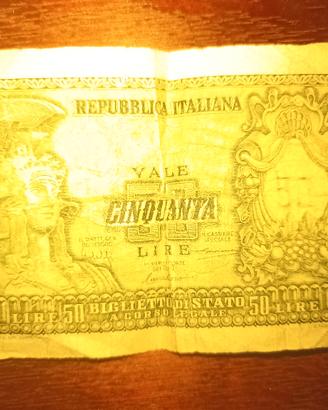 Banconote 1 Lira e 50 Lire anni 40-50 antiche 