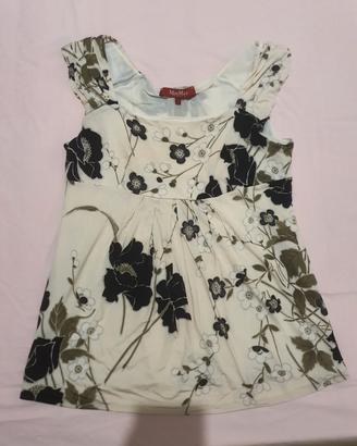 Top Max Mara bianco con delicata fantasia a fiori.